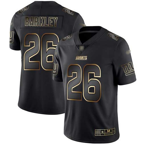 Men New York Giants #26 Saquon Barkley Black Gold Vapor Untouchable Limited Football NFL Jersey